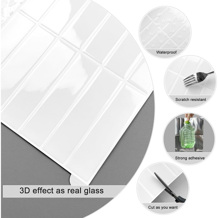 Самоклеюча настінна плитка 28 х 22 см 10 шт WoStick