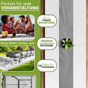 Складной садовый стол 220 x 70 см белый tillvex