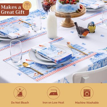 Серветки Maison d&39Hermine зі 100 бавовни, набір з 4 шт. , декоративні серветки, пасхальні серветки, які можна прати, для свят, вечерь, весни, літа (33 см x 48 см) (013 - Амстердамські канали)