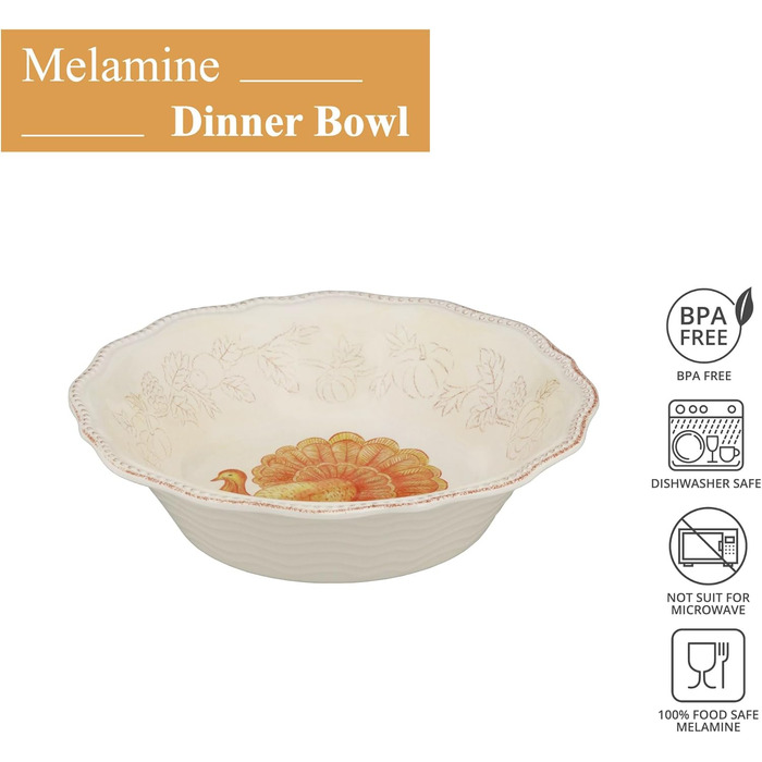 Набір меламінових мисок UP ware, миски у формі квітки для пасти, рису, супу та салату, без BPA, придатні для миття в посудомийній машині, ударостійкі, сині, 17,8 см, 6 предметів (блискуча індичка)