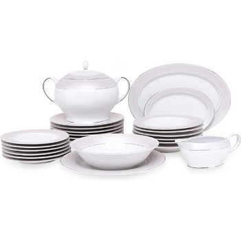 Набор посуды konsimo Combi на 6 персон Набор тарелок SCANIA Modern 18 предметов Столовый сервиз - Сервиз и наборы посуды - Комбинированный сервиз 6 персон - Сервиз для семьи - Посуда белая Столовая посуда (24 предмета)