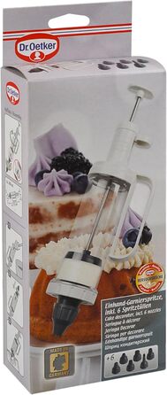 Одноручний шприц для декорування з 6 насадками, білий Dr. Oetker