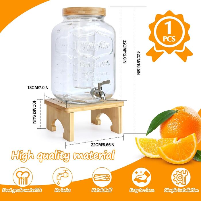 Диспенсер для напитков с краном на стойке 7,6 л AIQI