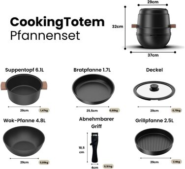 Набор кухонной посуды, 6 предметов CookingTotem