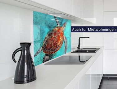 Кухонний фартух timalo зі скляним виглядом Північне море, очерет, захід сонця, океан, солома 2-мм акрилове скло Бризкозахисна стінка для плити, скляний кухонний фартух, акрилові скляні стінові панелі, захисна панель для фартуха (80 x 50 см, 310- Turtle)