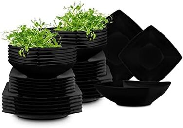 Набір посуду konsimo 12 персон Набір тарілок EPIRI Modern 36 предметів Столовий сервіз - Сервіз та набори посуду - Комбінований сервіз 12 осіб - Сервіз для сім'ї - Посуд тарілки (чорний матовий, на 12 персон)