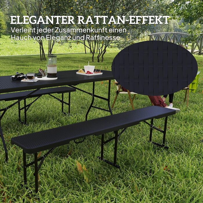 Набор из 3 предметов складной кемпинговый стол и 2 скамейки Outsunny