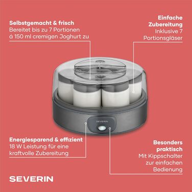 Йогуртница на 7 порционных баночек по 150 мл, JG 3510 Severin