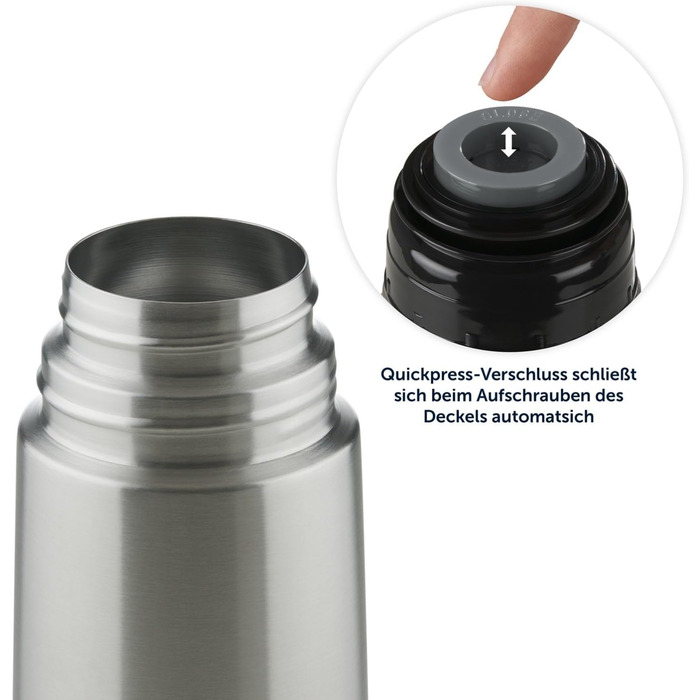 Термос Blumtal Eifel з нержавіючої сталі 500 мл - герметичний термос з чашкою для пиття в дорозі, ізолює гарячі напої, темно-зелений (500 мл, нержавіюча сталь - срібло)