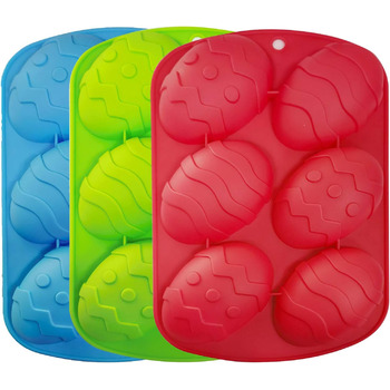 Форма для випікання пасхальних яєць з 3 частин, форма для торта, 6 решіток, силіконова форма для пасхальних яєць, силіконова форма для пасхальних яєць, 3D форма для мила, силіконова форма для випікання пасхальних яєць, лоток для шоколаду, цукерок, бомбочо