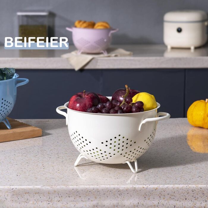 Металеве сито для пасти з подвійними ручками 21 см кремовий beifeier