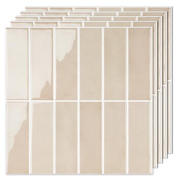 Елементна 3D самоклеюча плитка для кухонного фартуха з товстішою клейкою плиткою 2,5 мм (30,5 x 30,5 см) (бежева), 10-