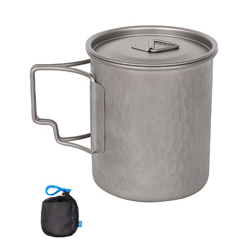 Туристическая кружка из титана с крышкой и складной ручкой 450 мл COOK'N'ESCAPE