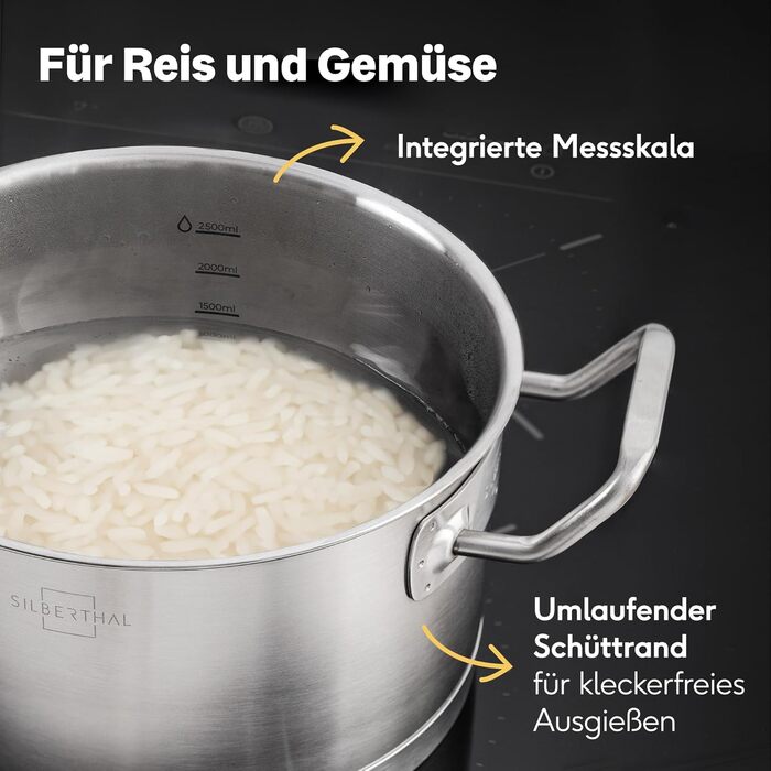 Каструля 3,5 л з підвісною скляною кришкою 20 см Silberthal