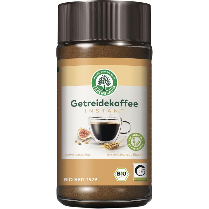 Органічна розчинна кава LEBENSBAUM, розчинна кава із зерен арабіки, збалансоване ароматичне задоволення, 100 г (зернова, 600 г (1 упаковка))