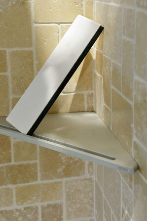 Кутова душова полиця Keuco з алюмінію, сріблястий анодований, в т.ч. скляний ракель, білий, 24,2x24,5x6,3см, настінне кріплення в душовій кабіні, душова поличка, Edition 400 Modern
