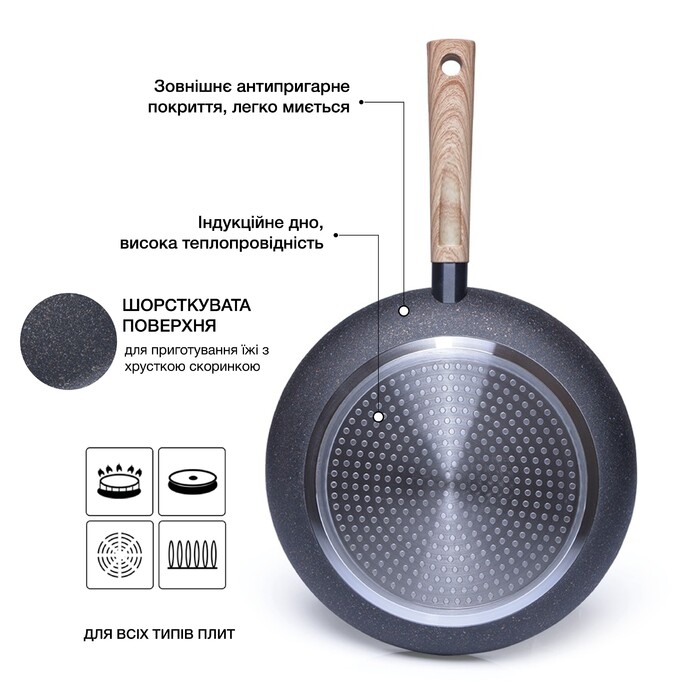 Сковорідка для жарки Fissman SPARK STONE 24x4,5 см (5031)