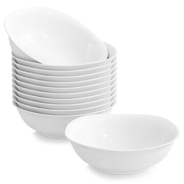 Серія Elisa, 12-предметний кавовий набір з кремового порцеляни, кавові чашки та блюдця на 6 осіб для кави, чаю, десертів (білий, миска для пластівців (12 шт.))