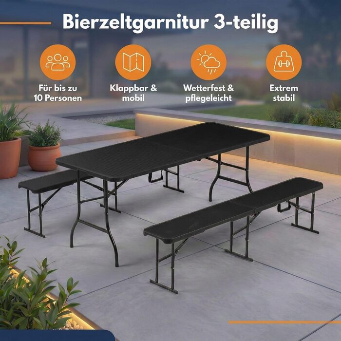 Складаний набір столу та дві лавки ALBATROS