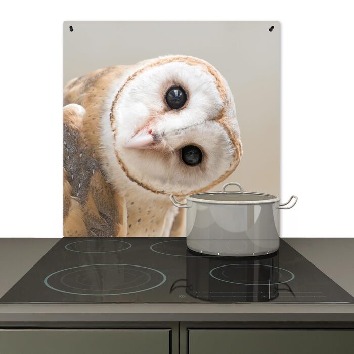 Фартух для плити, кухонний фартух, вініл, 78x52 см, декор для кухні, облицювання стіни, кришка для плити - сіро-чорна (сипуха - тварина, 78Д x 78Ш см)
