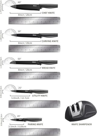 Набор кухонных ножей с точилкой Yabano
