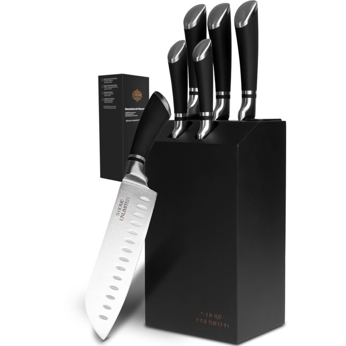 Набор 6 предметов кухонных ножей с деревянным блоком S-Home Unlimited