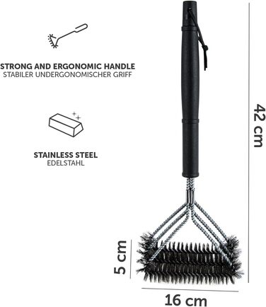 Кошик для гриля 29,5 x 29,5 x 6 см із щіткою 42 см, нержавіюча сталь Blumtal