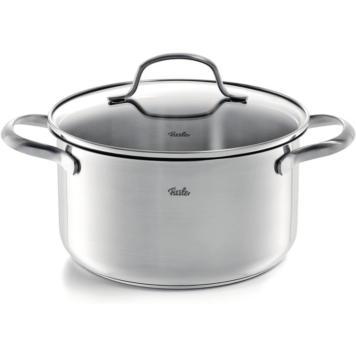 Набір посуду Fissler San Francisco/Нержавіюча сталь, 4 предмети, каструлі зі скляними кришками, індукційна (3 каструлі для приготування, 1 каструля для тушкування)