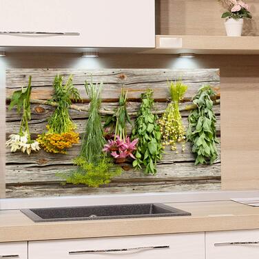 Стеклянный фартук кухонный с травами и цветами 60 х 60 см GRAZDesign