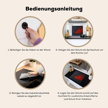 Фартух для плити, кухонний фартух, вініл, 78x52 см, декор для кухні, облицювання стіни, кришка для плити - сіро-чорний (перець-трави, 52Д x 65Ш см)