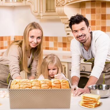 Форма для выпечки тостов 1000 г с крышкой, ‎33 x 13 x 12 см золотистая Hikaproligt