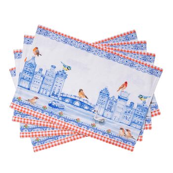 Серветки Maison d&39Hermine зі 100 бавовни, набір з 4 шт. , декоративні серветки, пасхальні серветки, які можна прати, для свят, вечерь, весни, літа (33 см x 48 см) (013 - Амстердамські канали)