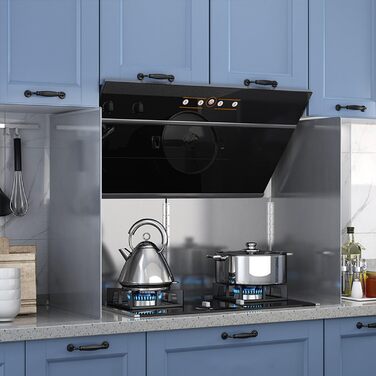 Складаний настінний кухонний бризкозахисний екран, кухонна пластина для бризок, захист від бризок з антипригарним покриттям, легко миється, для щоденного приготування їжі (чотирисекційний складний (бічне всмоктування), 90*38*70*45 см)