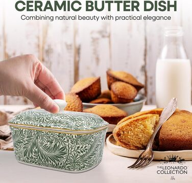 Маслянка з кришкою, китайська кераміка, з гарними акварельними мотивами, дизайн від галереї Дженніфер Роуз для Busy Bees (Delphinium)