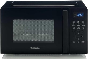 Мікрохвильова піч Hisense H20MOBP1HI / 700 Вт / InverterTech / Керамічне покриття / Преміальне скло / Виготовлена на замовлення, багатофазне приготування / Функція розморожування / 5 рівнів потужності / Блокування від дітей / Чорна (20 л, цифрове керуванн