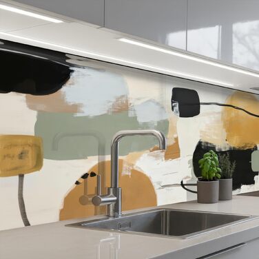 Кухонний фартух 80x300 см Самоклеючий настінний захисний екран для кухні Кухонний фартух Кухонні фасади Кухонні фартухи Кухонна стіна - Абстрактна (Колір - Абстрактна, 80 x 150 см)