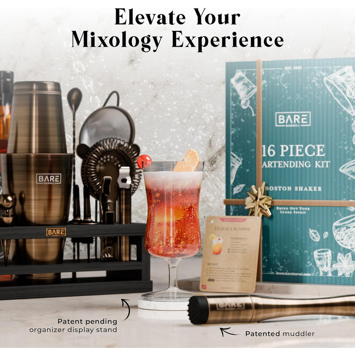 Набір для коктейлів 16 предметів латуний Bare Barrel