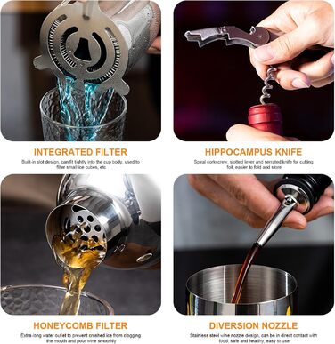 Набір бармена з бамбуковою підставкою 9 предметів Generic