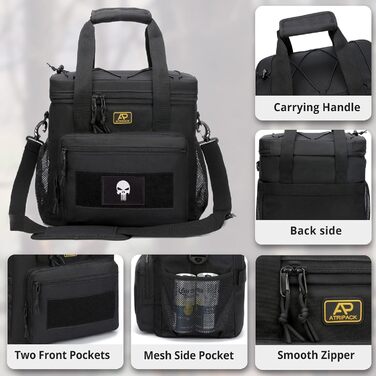 Тактична ланч-сумка для чоловіків 12,3 л чорна Bunnychic