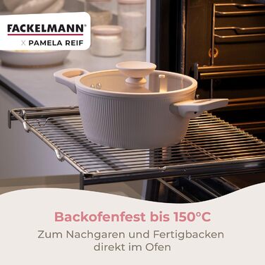 Кастрюля 24 см с ребристым дизайном со стеклянной крышкой, пастельно-бежевый Pamela Reif Fackelmann