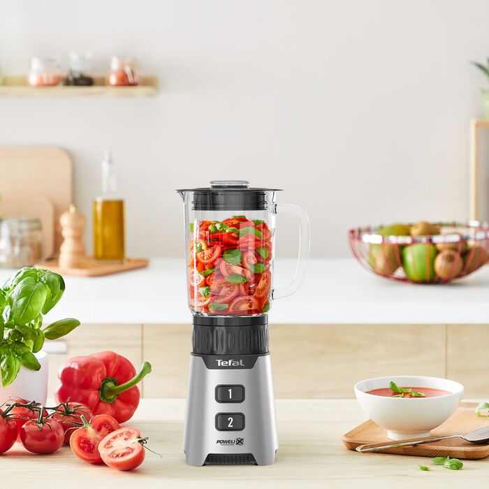 Tefal Блендер стационарный Minimix Glass 400Вт, чаша-700мл, емкость для полосы to go, стекло, серый