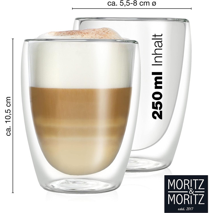 Склянка для капучіно з подвійними стінками 250 мл, набір 4 предмети Barista Torino Moritz & Moritz