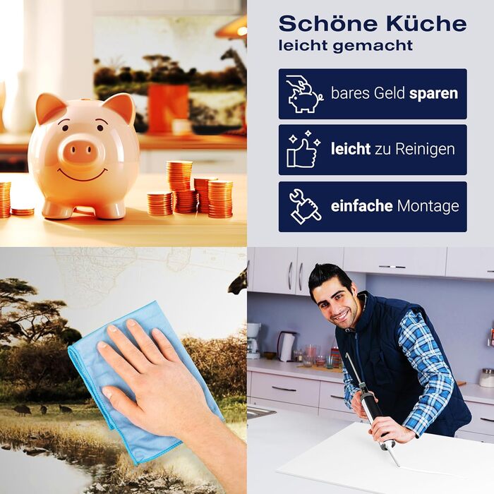 Кухонный фартук самоклеющаяся РЕТ-пленка 160 х 60 см wandmotiv24