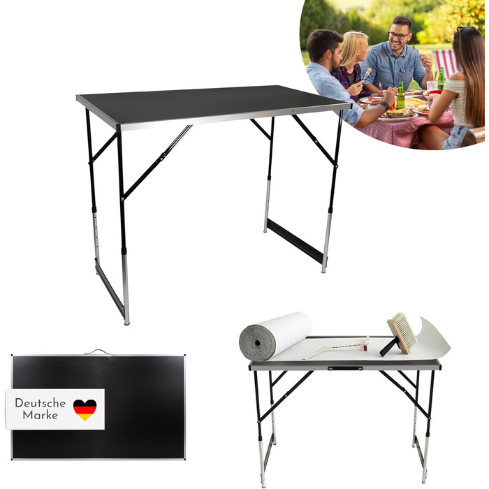 Складаний стіл для кемпінгу 3-секційний чорний Lemodo