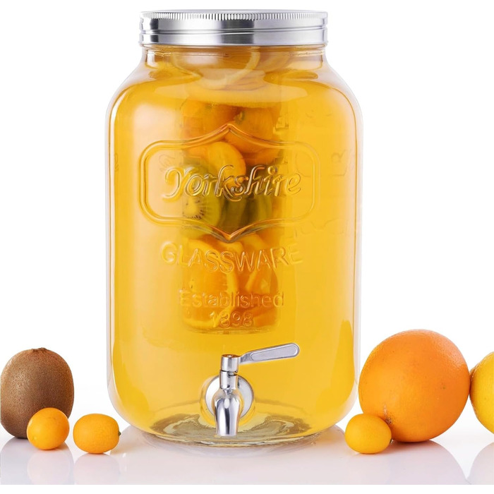 Стеклянный диспенсер с краном и крышкой 8 л Navaris
