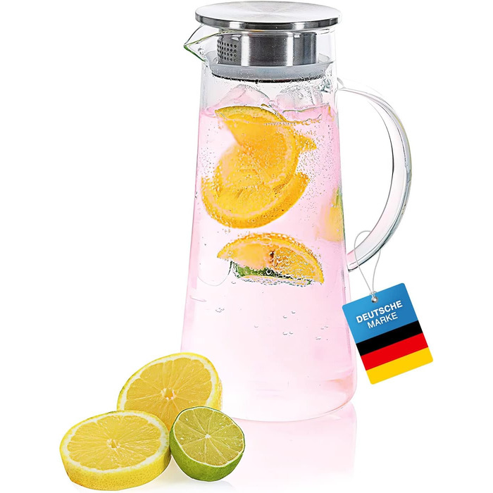 Стеклянный кувшин с фильтром и крышкой 1,5л Dimono