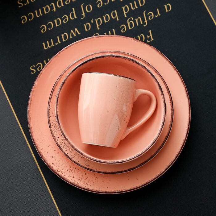 Набір посуду Vancasso на 12 осіб, набір керамічного посуду Navia, комбінований набір з 48 предметів з обідніми тарілками, салатницями, мисками та чашками, вінтажний вигляд, натуральний дизайн