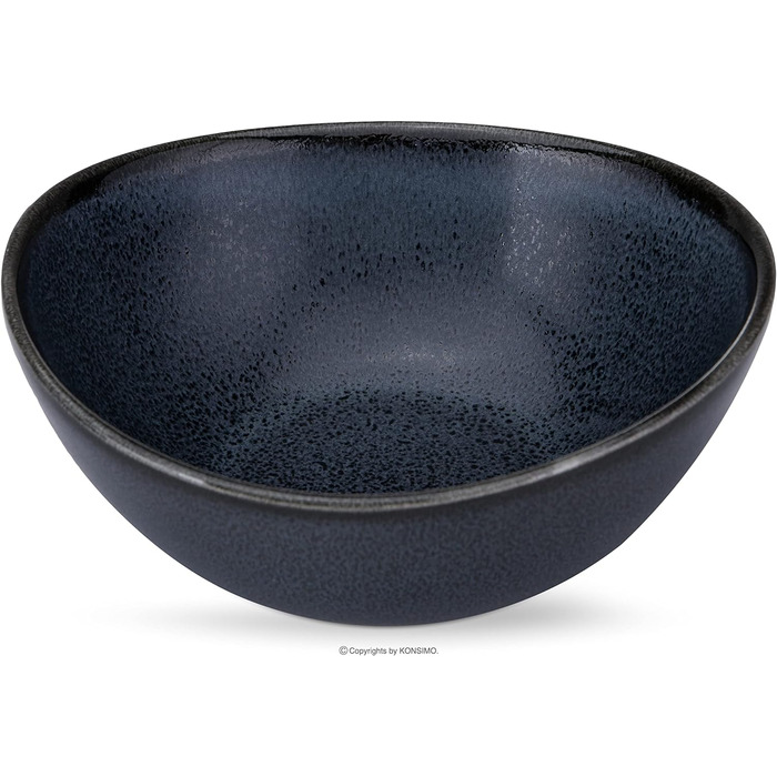 Тверда порцеляна з реактивною глазур'ю - Можна мити в посудомийній машині та мікрохвильовій печі - Неправильна форма - (Чорний / Графітовий / Темно-синій, 12,5 см), 6 шт., TIME BLACK Bowl -
