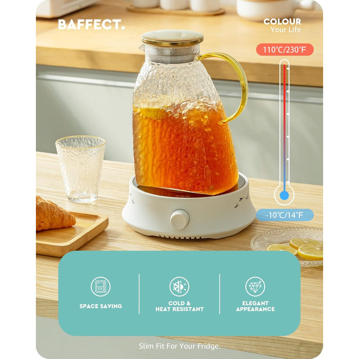 Стеклянный кувшин с крышкой 1,8 л ледяной эффект Baffect