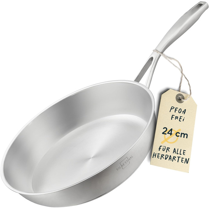 Сковорода 24 см, нержавіюча сталь без покриття Silberthal